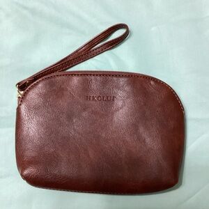 HKCLUF Ladies Vegan Leather Brown Wristlet